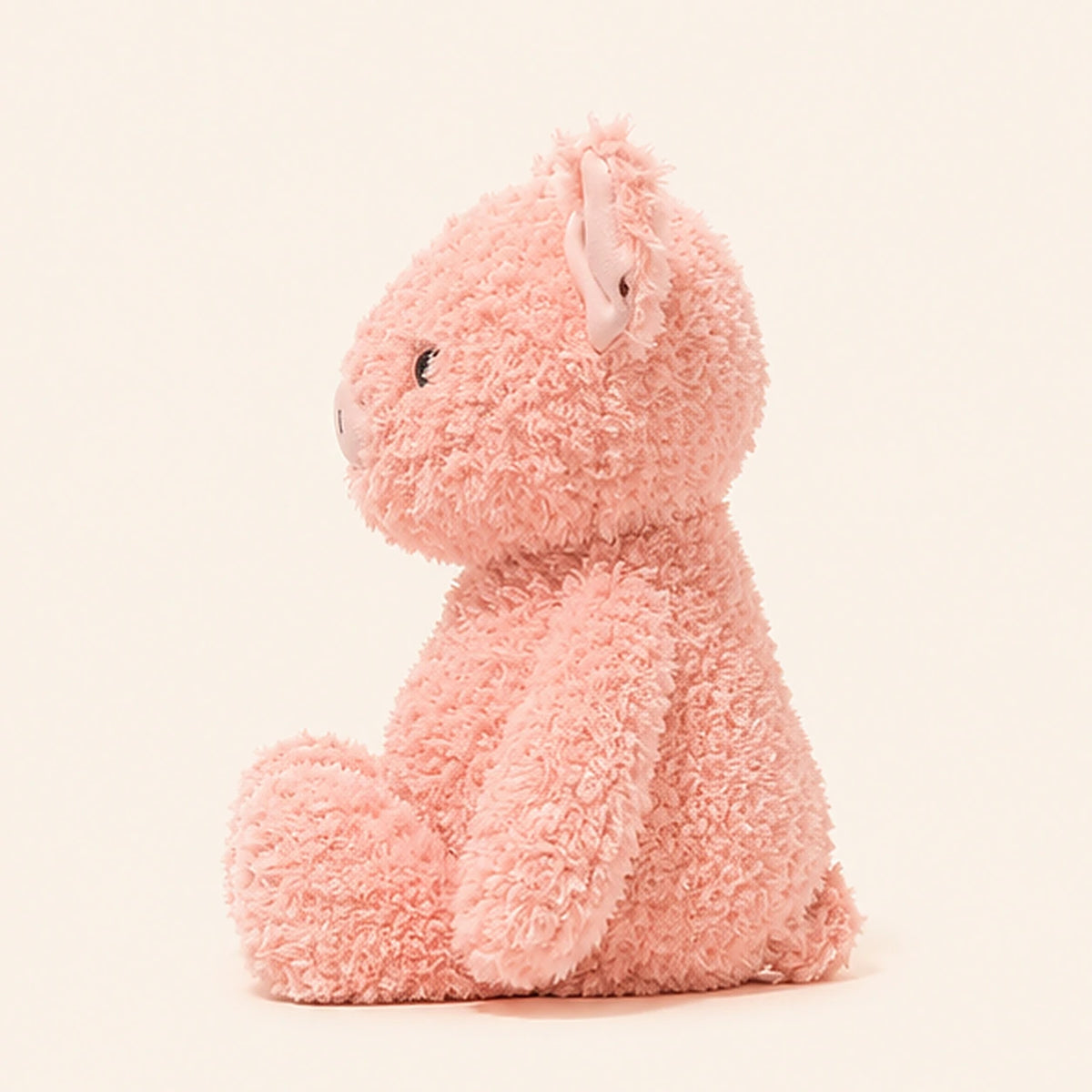 Peluche cochon rose vue de profil