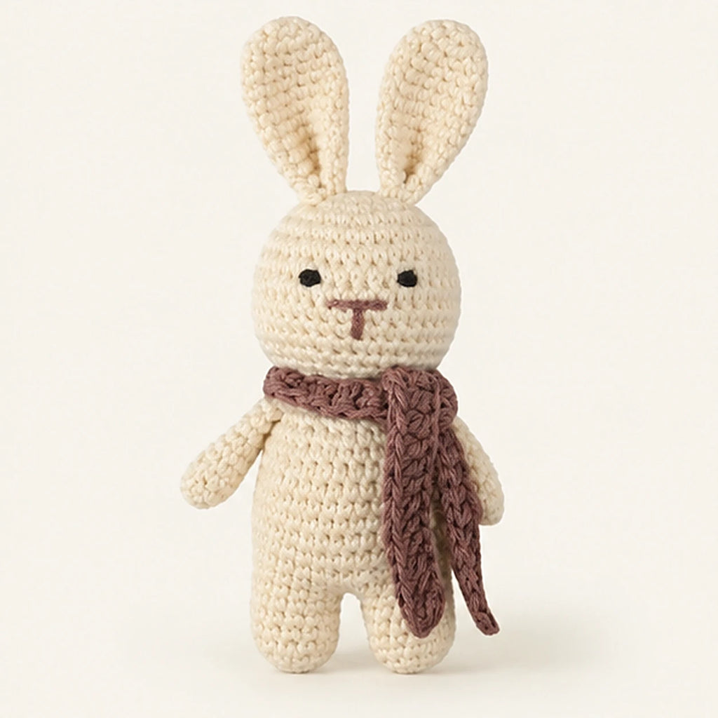 petite peluche lapin au crochet vue de face