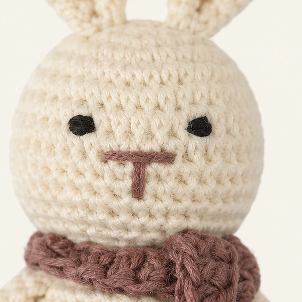 petite peluche lapin au crochet gros plan
