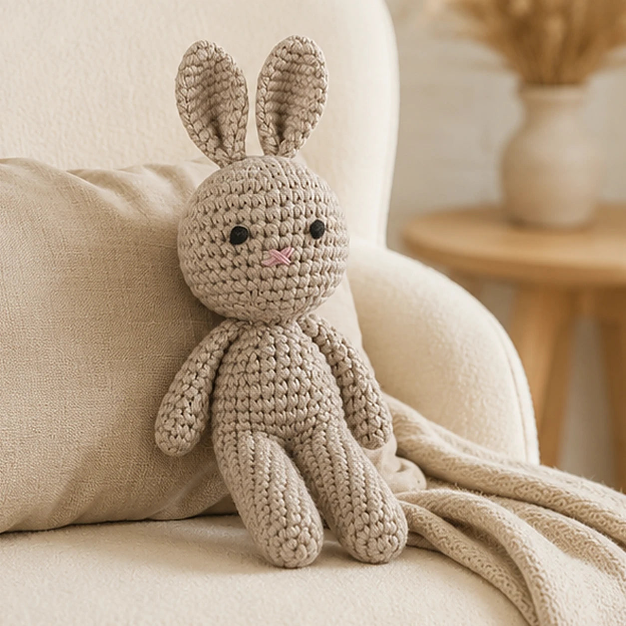 peluche lapin au crochet 19 cm situation