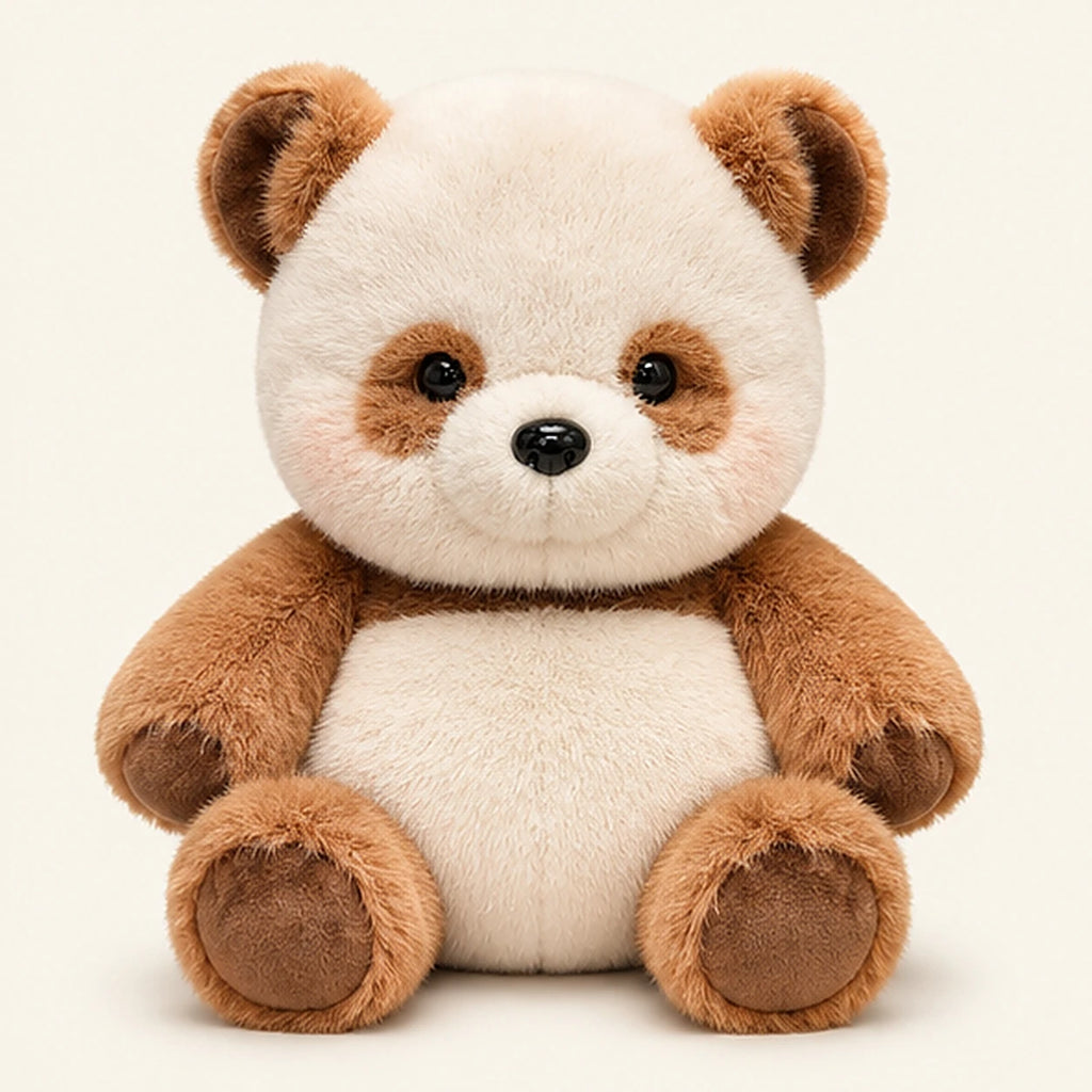 peluche coussin panda brun 45 cm face
