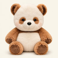 peluche coussin panda brun 45 cm face
