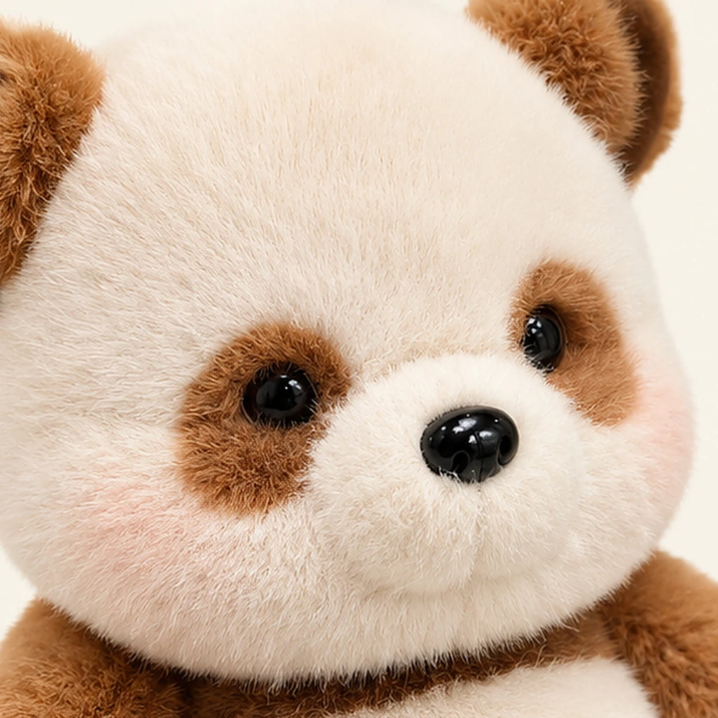 peluche coussin panda brun 45 cm detail
