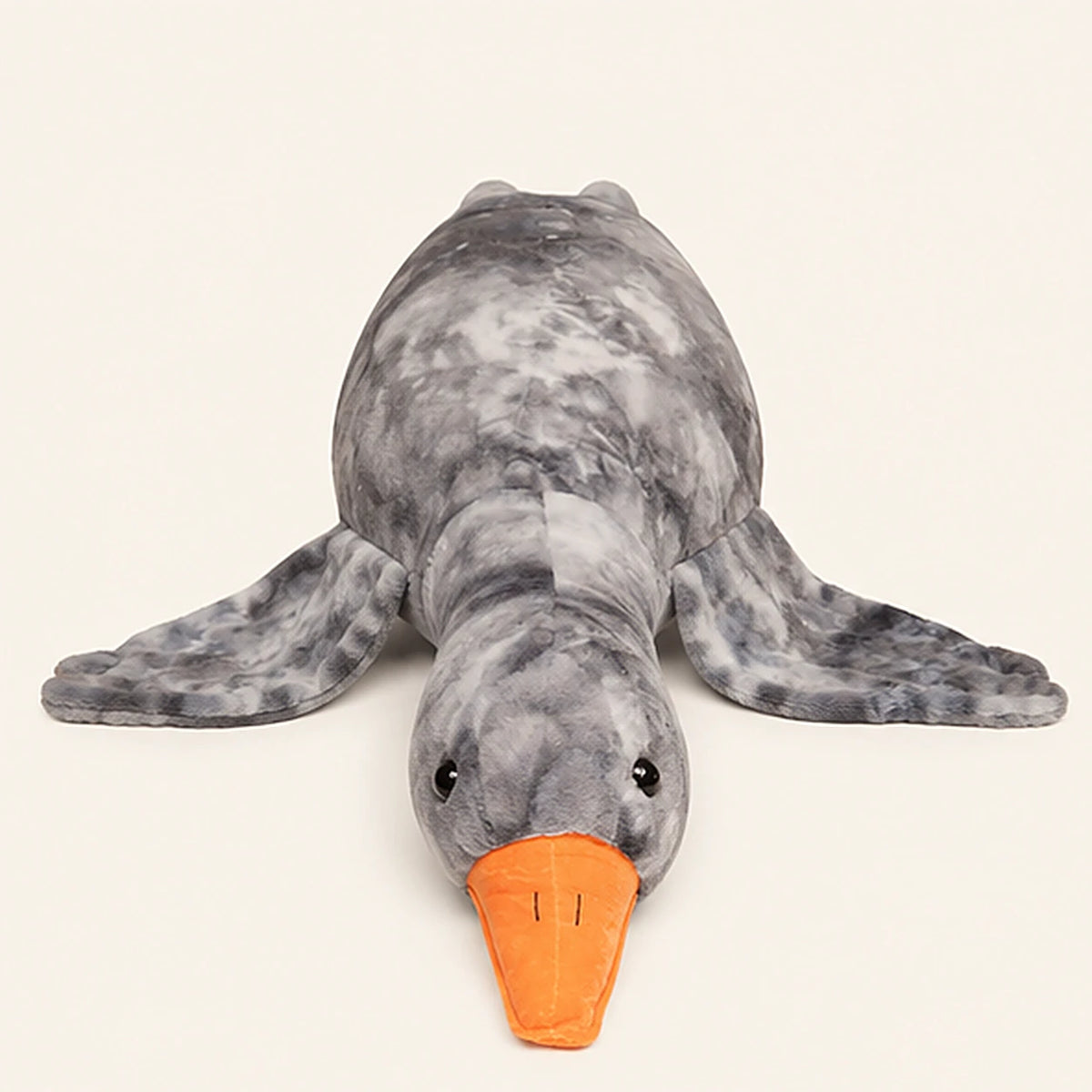 grande peluche oie grise allongee 130 cm - face