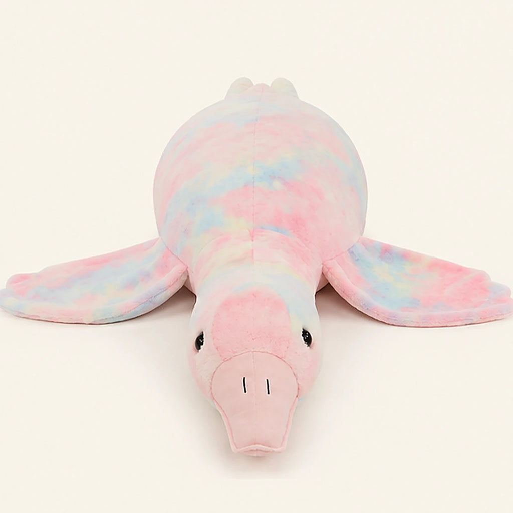 grande peluche oie rose allongee 130 cm - face