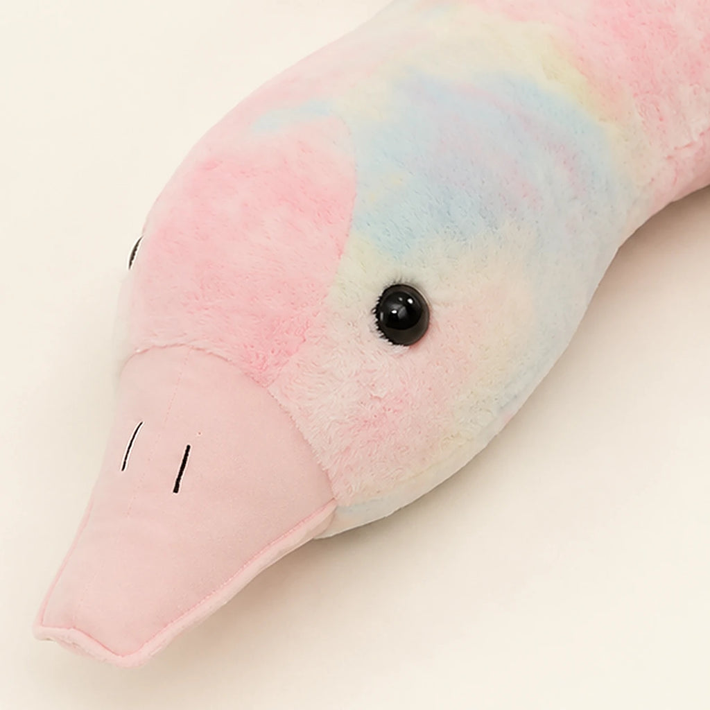 grande peluche oie rose allongee 130 cm - detail