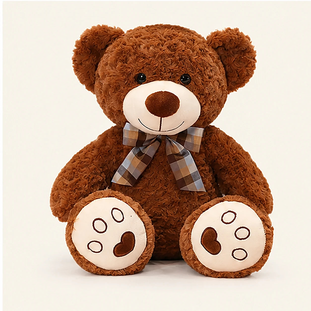 ours en peluche brun rouge 50 cm vue de face