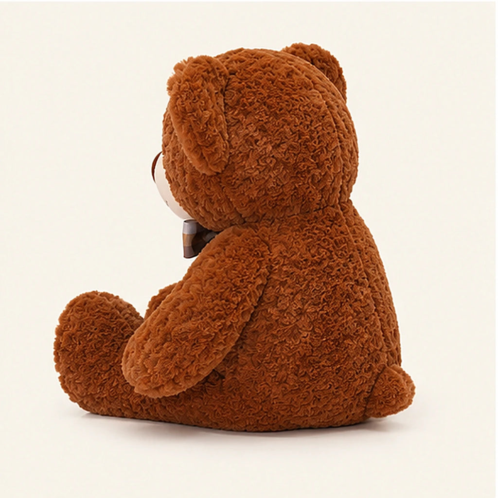 ours en peluche brun rouge 50 cm vue de dos