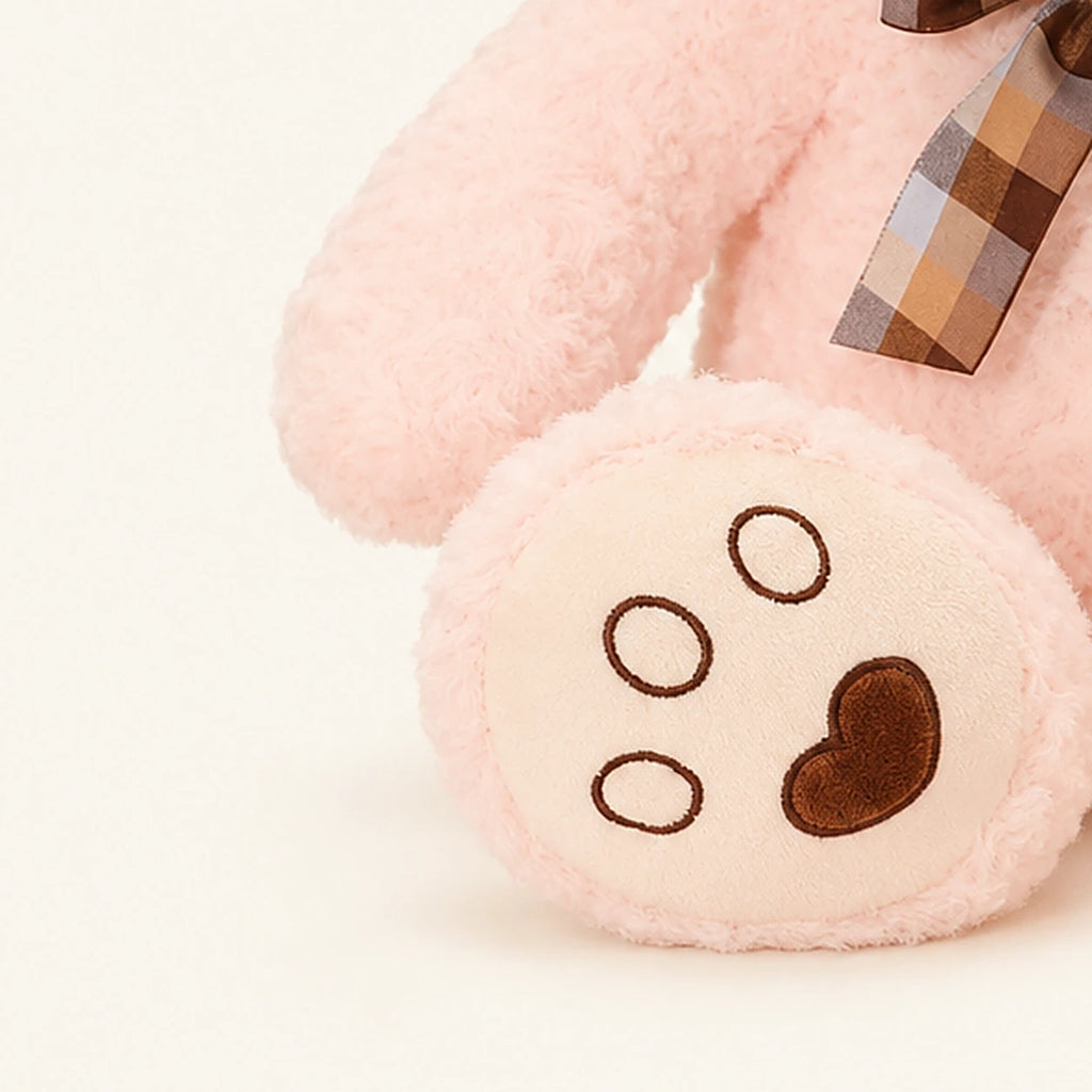 ours en peluche rose 50 cm detail texture