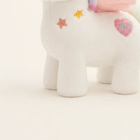peluche licorne ailee rose et bleue 25 cm gros plan