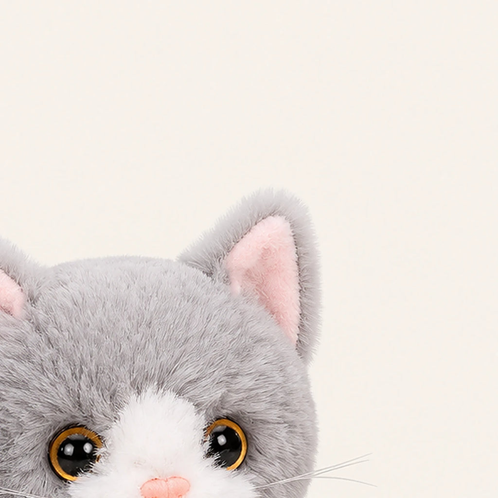 peluche chat gris realiste 53 cm - dos