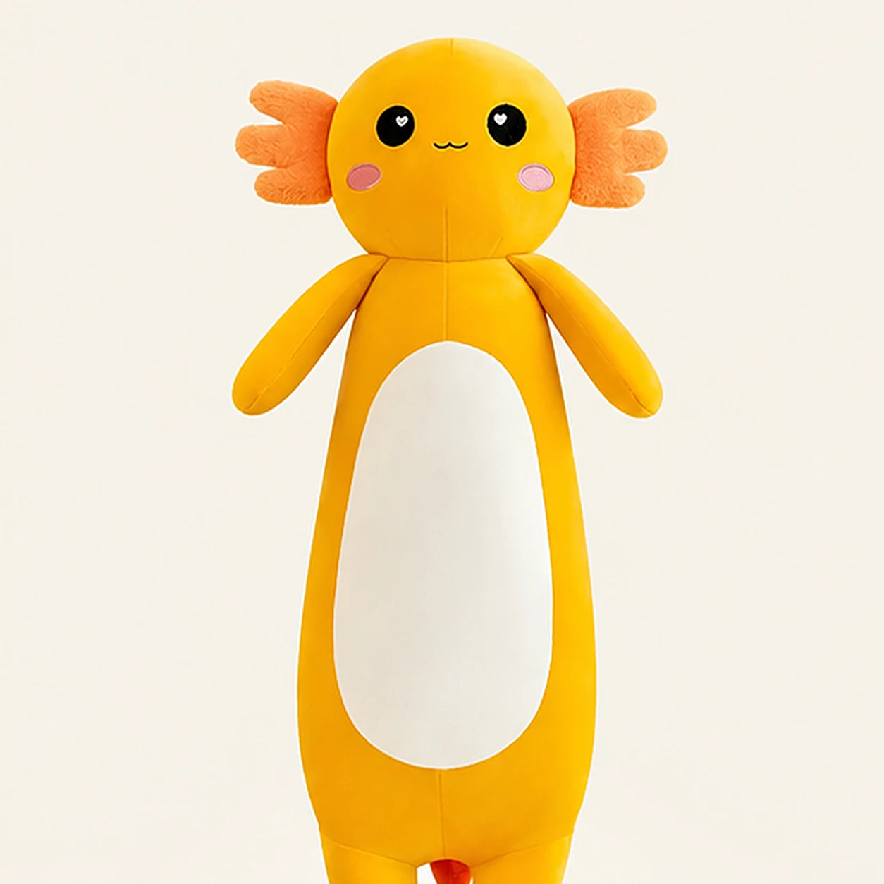 Peluche axolotl orange 85 cm vue de face