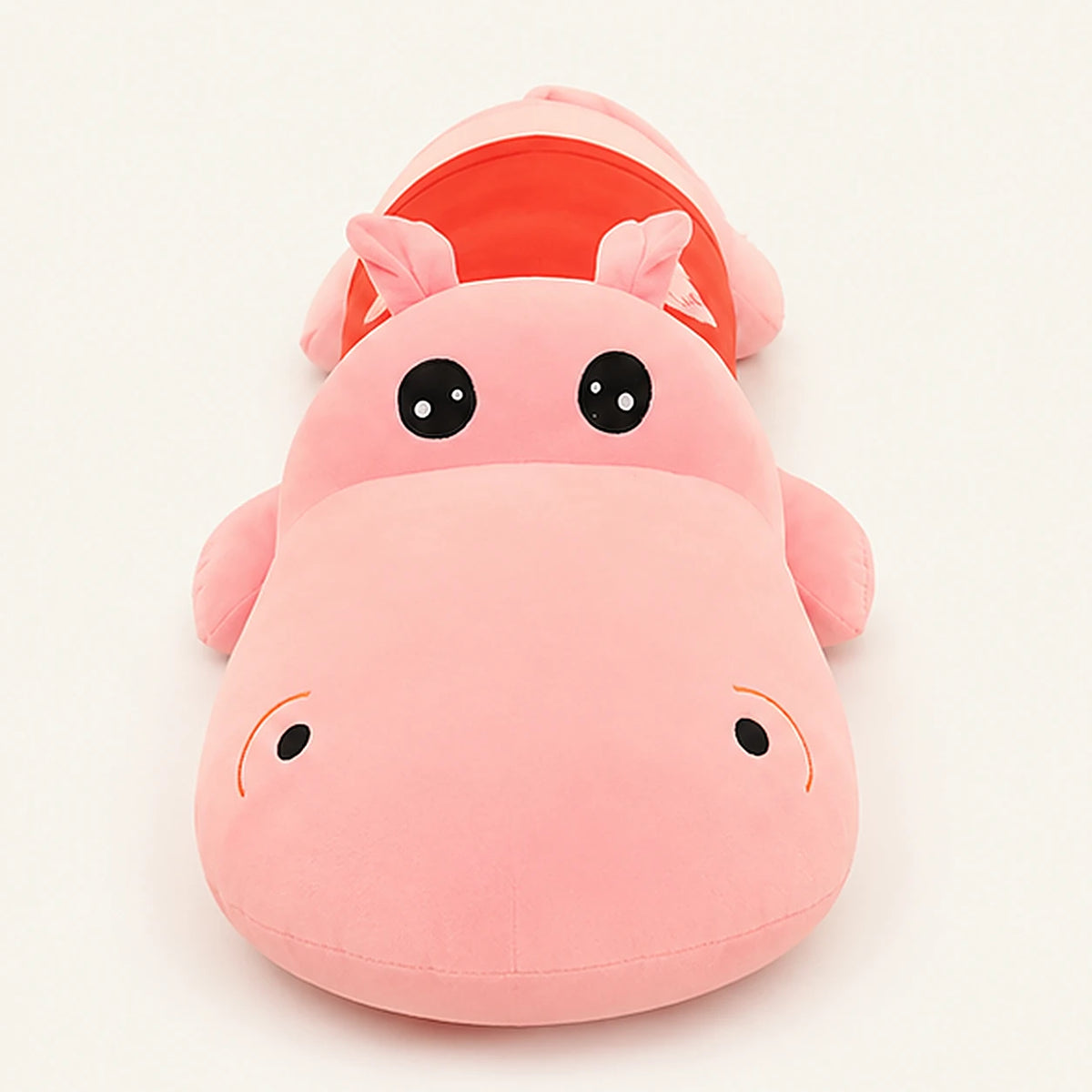 Peluche hippopotame rose 150 cm vue de face