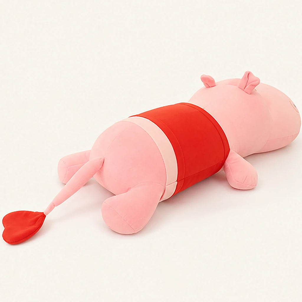 Peluche hippopotame rose 150 cm vue de dos