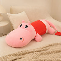 Peluche hippopotame rose 150 cm en situation