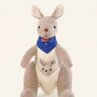 Peluche kangourou gris clair avec bebe 30 cm vue de face