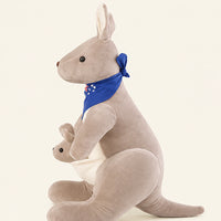 Peluche kangourou gris clair avec bebe 30 cm vue de dos