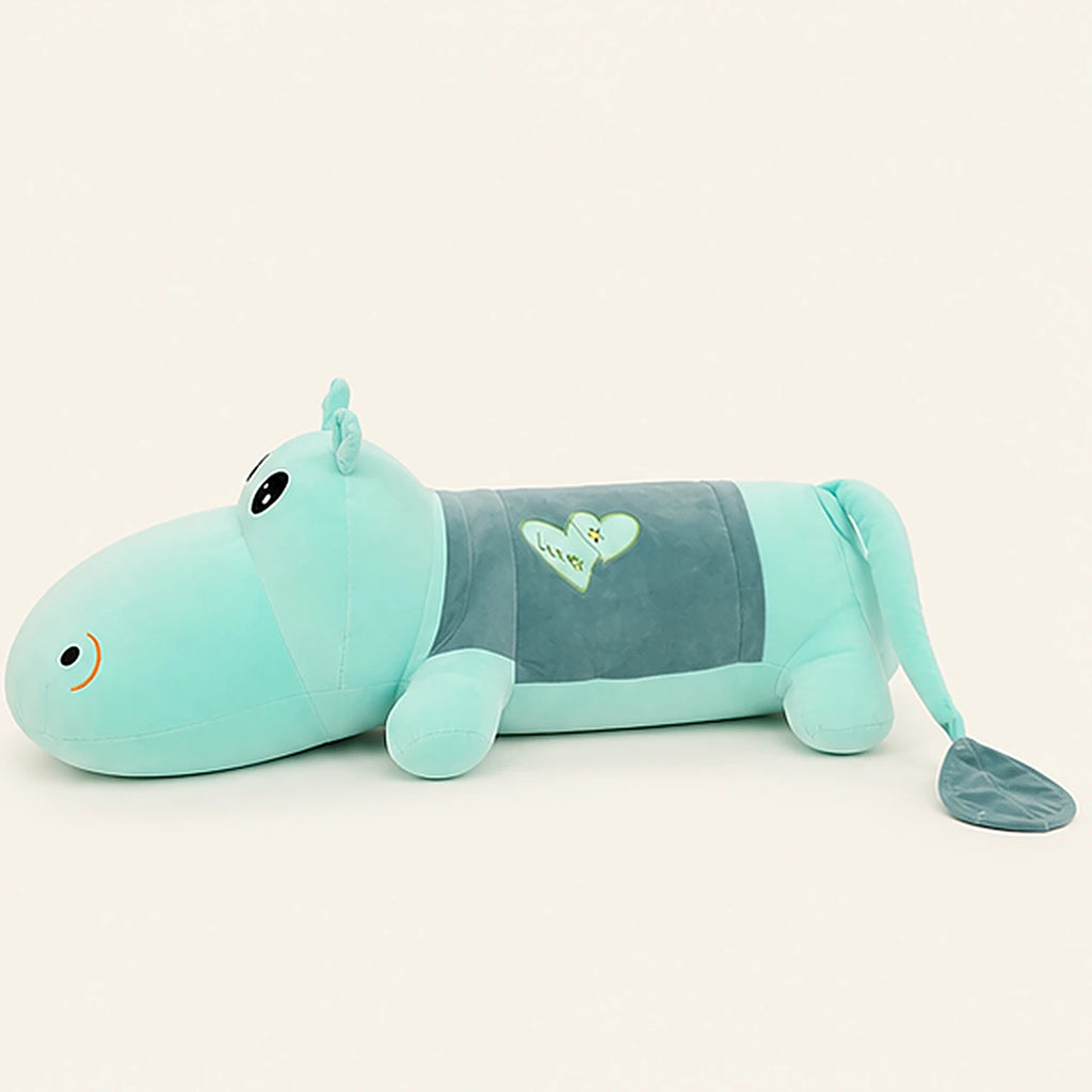 Peluche hippopotame bleu clair 100 cm vue de dos
