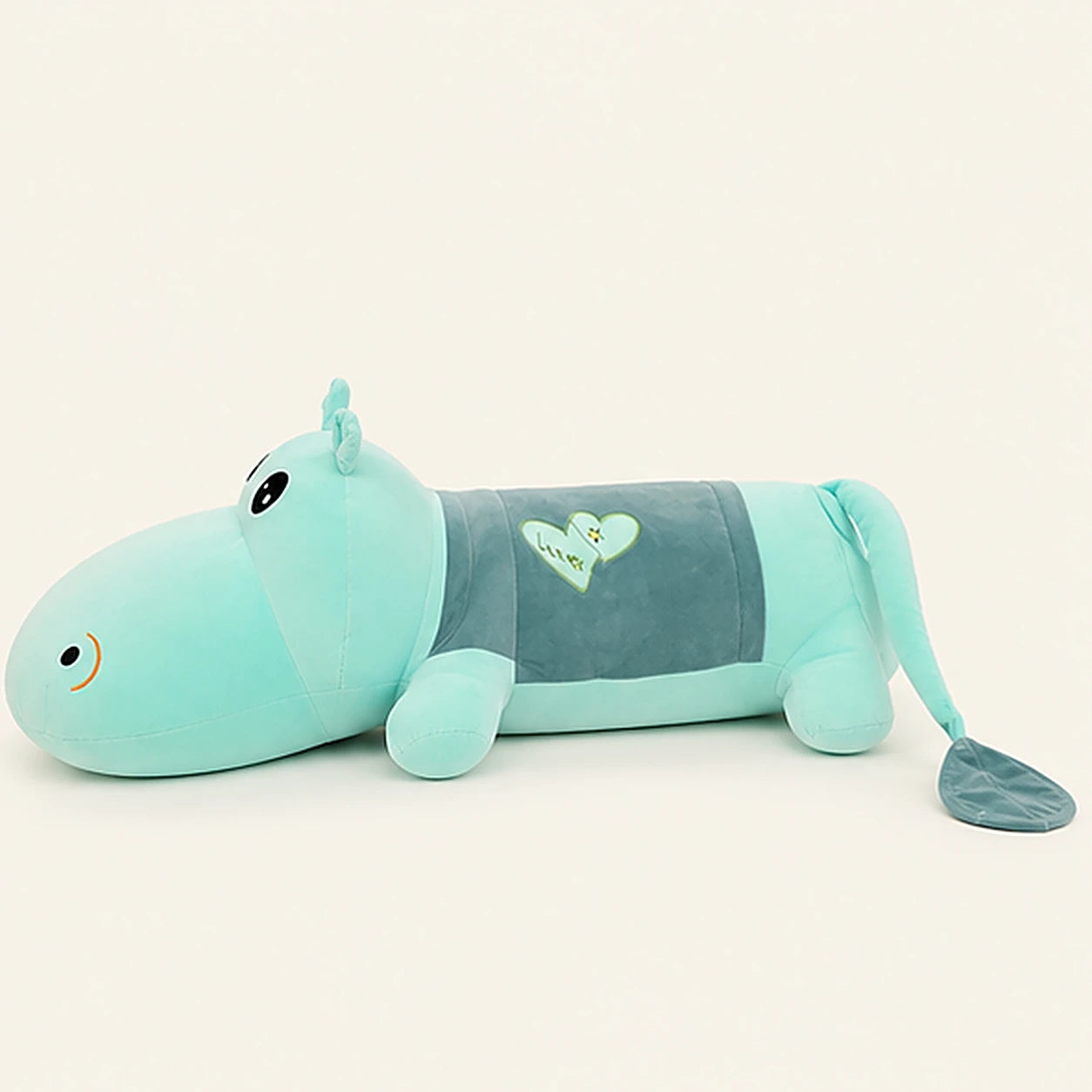 Peluche hippopotame bleu clair 100 cm vue de dos