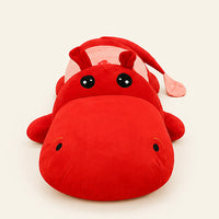Peluche hippopotame rouge rose 120 cm vue de face