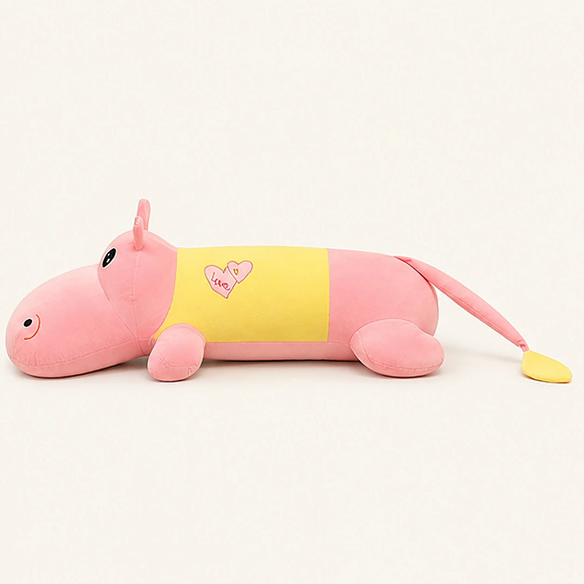 Peluche hippopotame rose et jaune - vue de dos