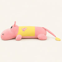 Peluche hippopotame rose et jaune - vue de dos