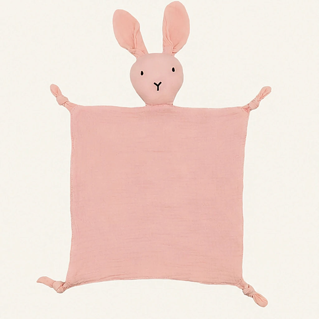 doudou plat bebe mousseline coton rose vue de face