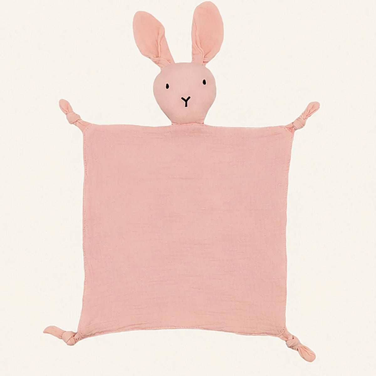 doudou plat bebe mousseline coton rose vue de face