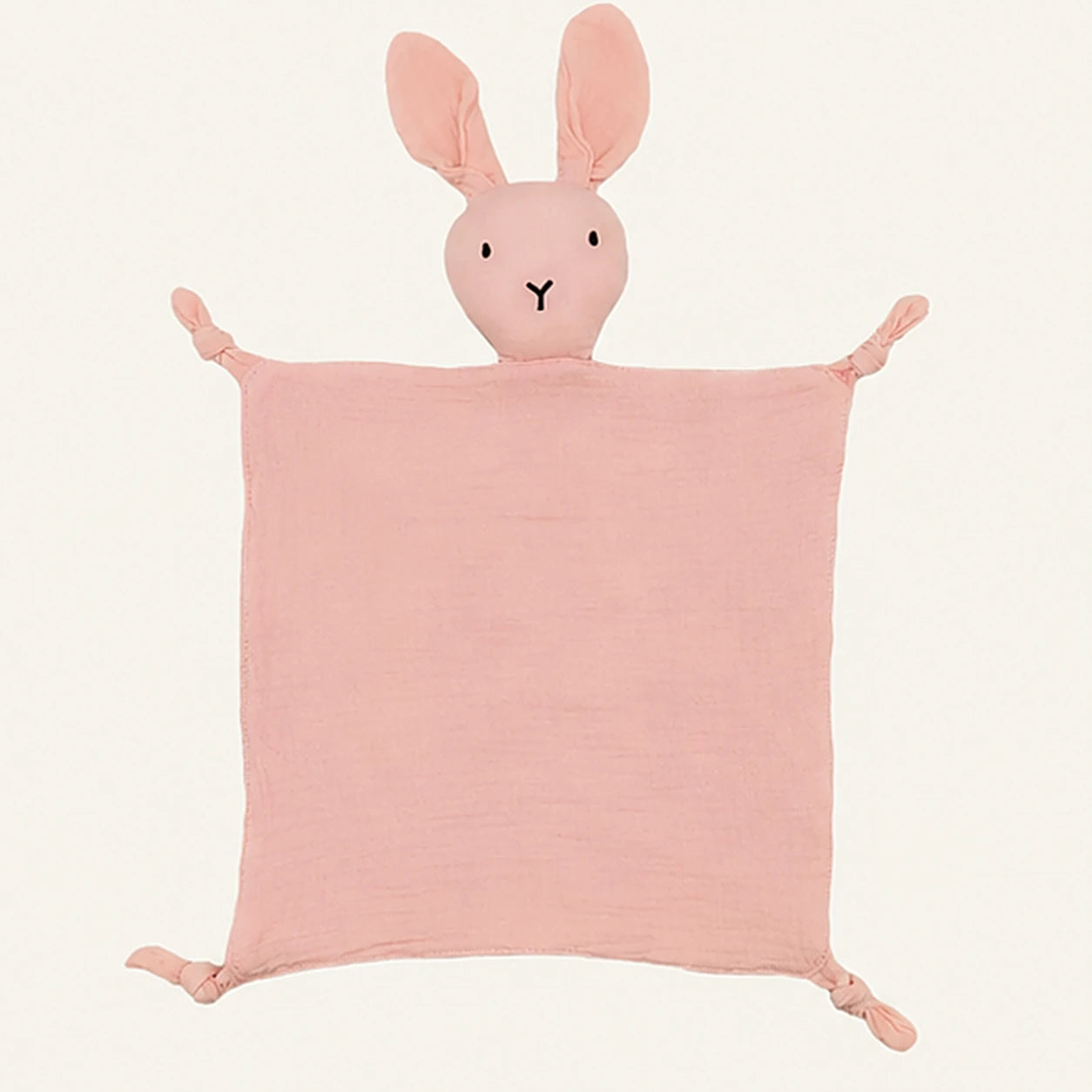 doudou plat bebe mousseline coton rose vue de face