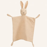 doudou plat bebe mousseline coton kaki - vue de face