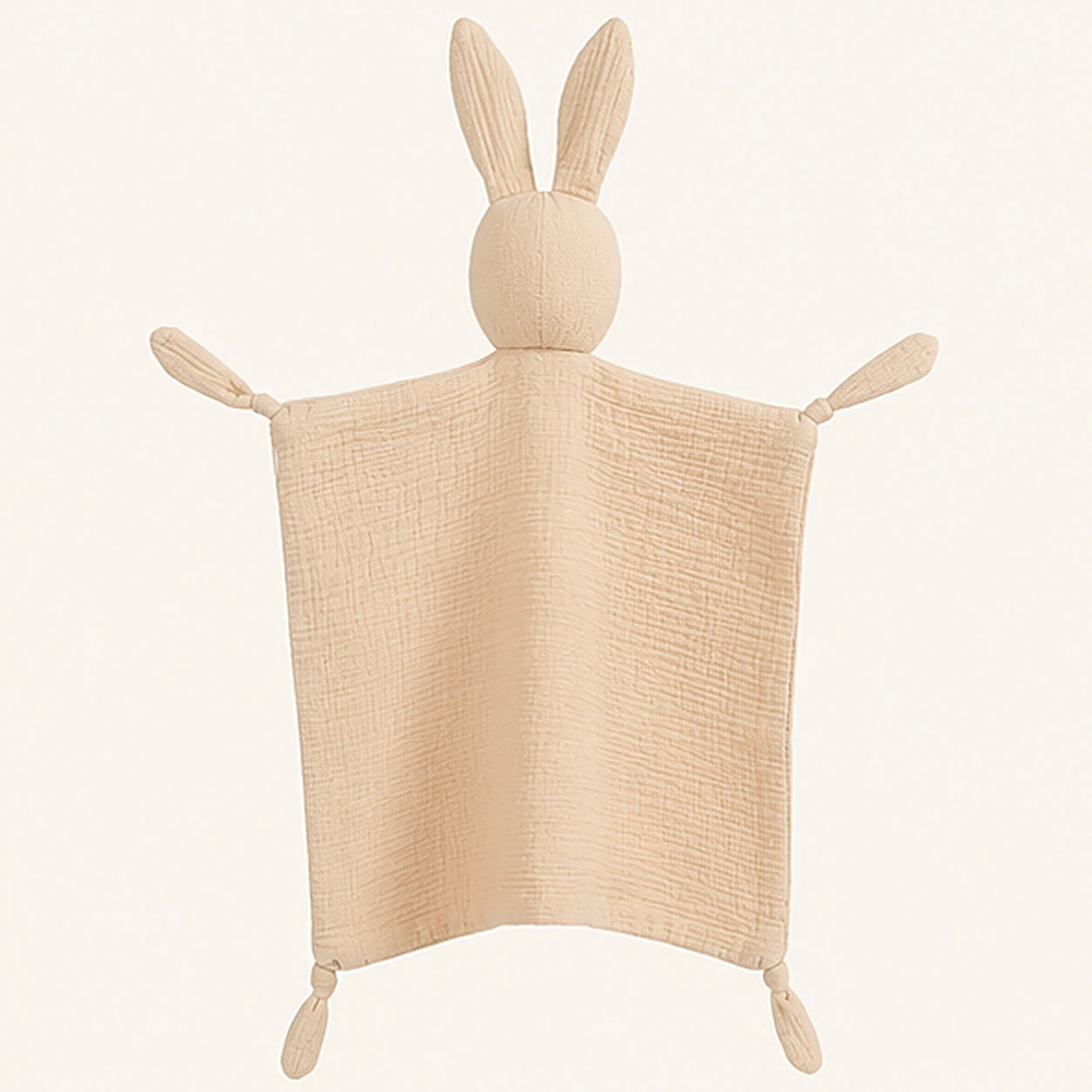 doudou plat bebe mousseline coton kaki - vue de dos