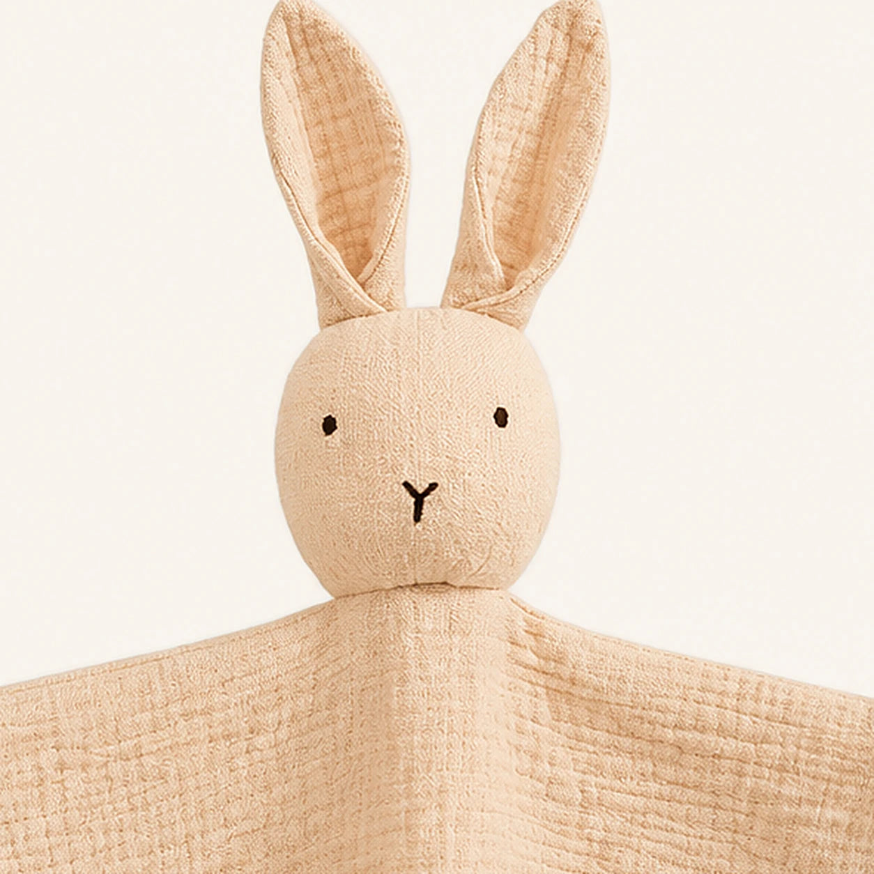 doudou plat bebe mousseline coton kaki - detail texture