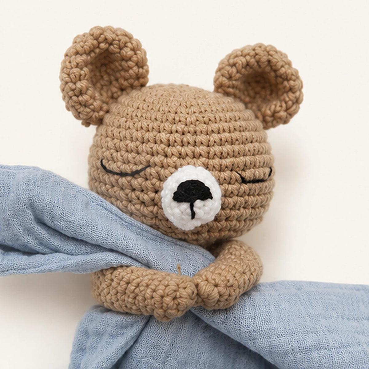 Doudou plat bebe tete animal detail texture