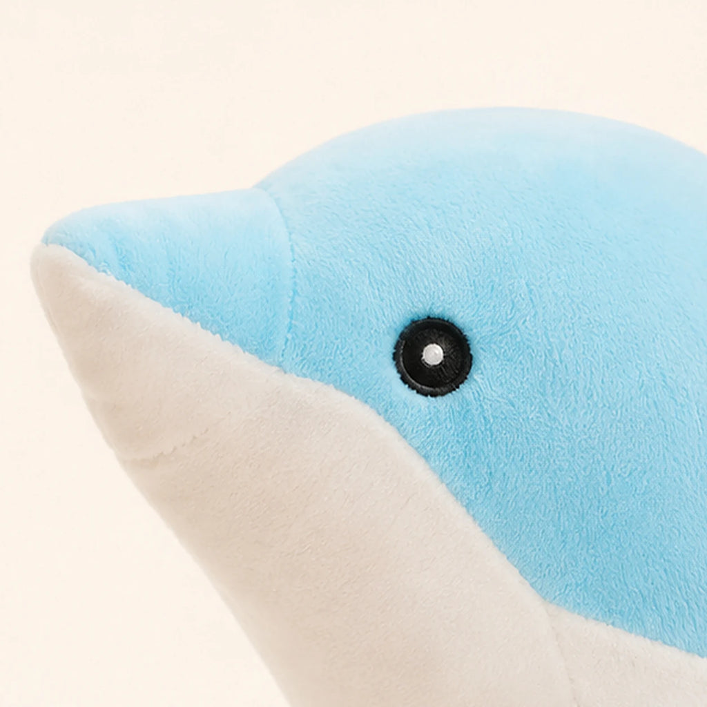 peluche dauphin bleu 30 cm - detail texture