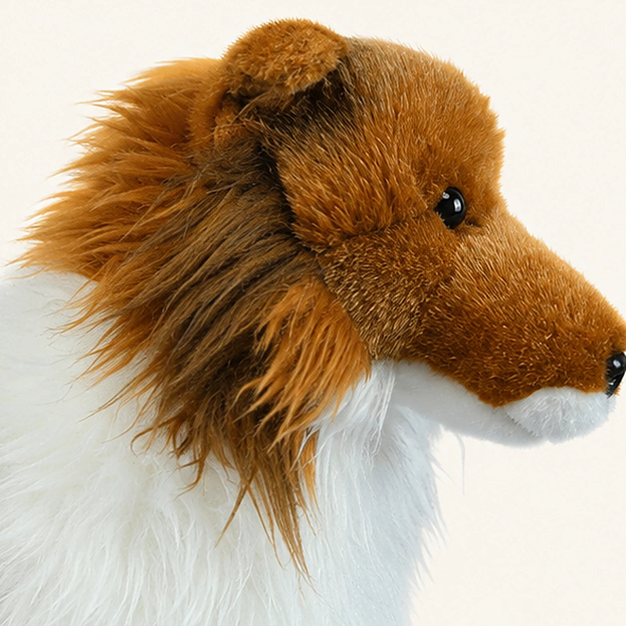 peluche chien berger shetland detail visage