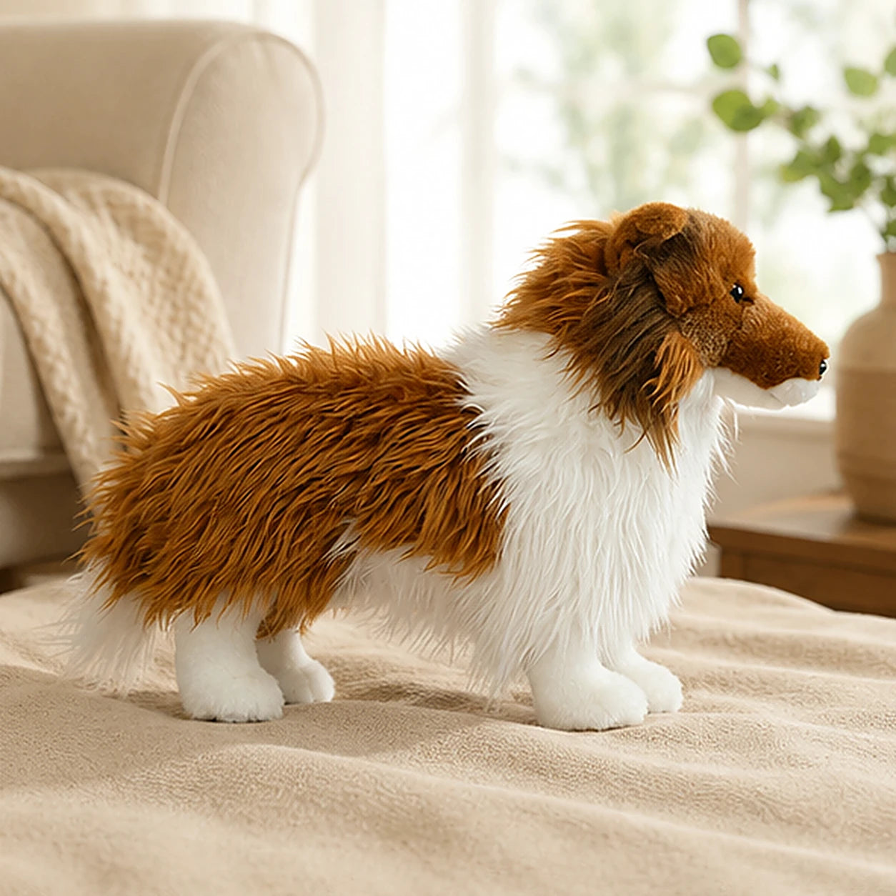 peluche chien berger shetland en situation