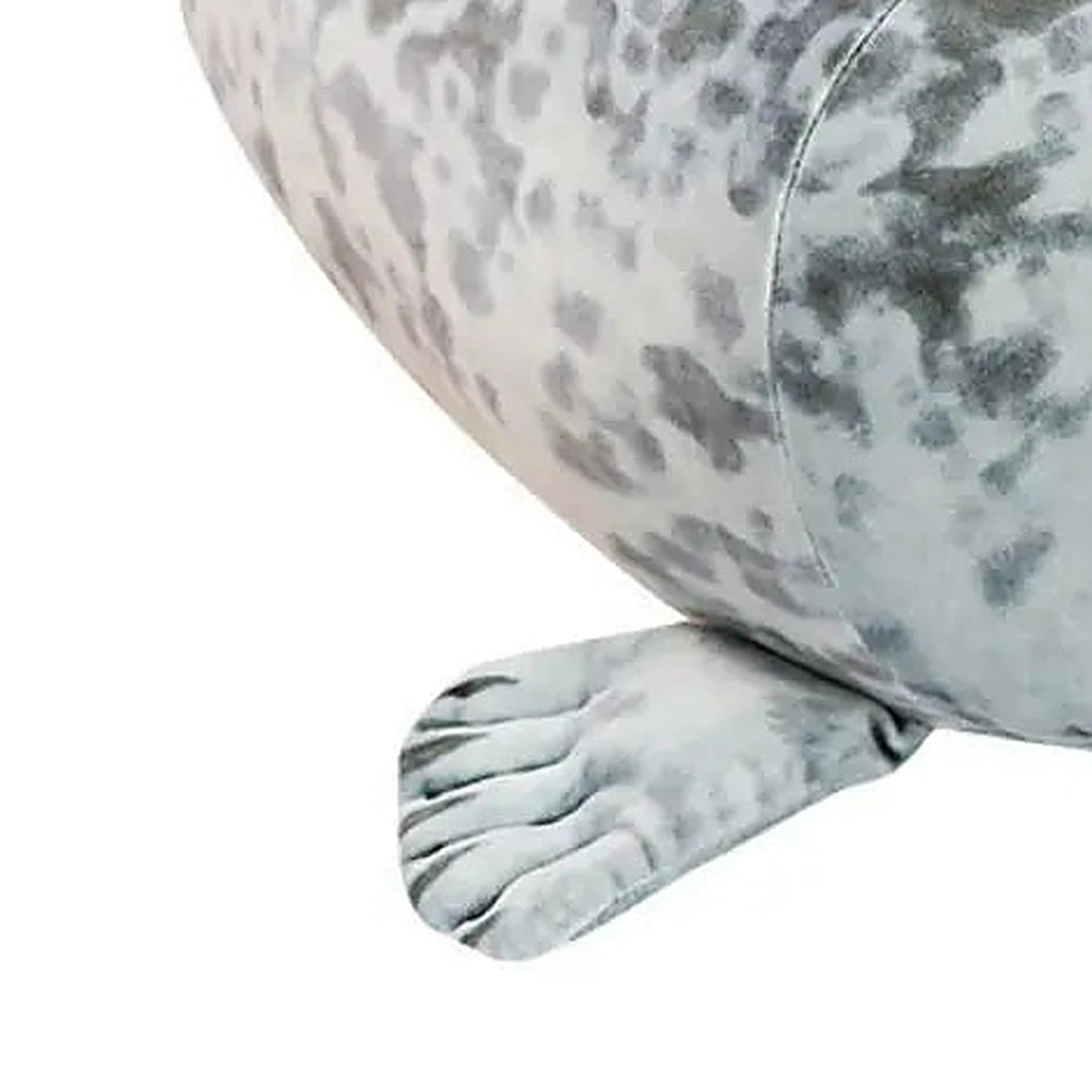 peluche phoque gris realiste 40 cm detail