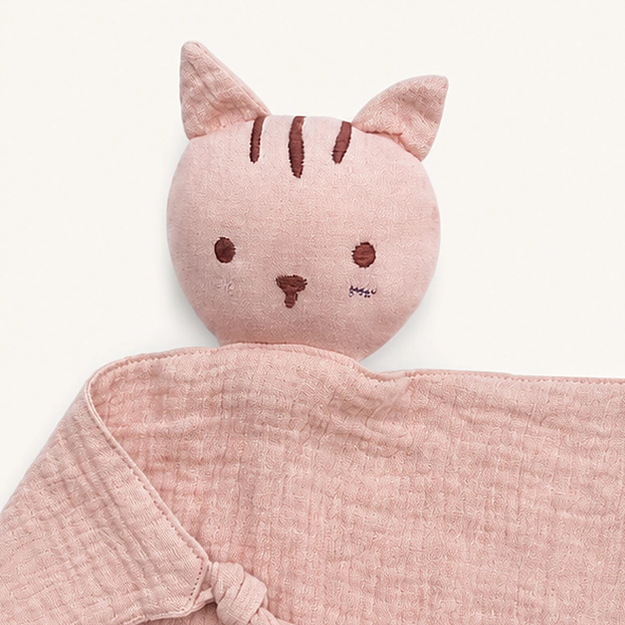 doudou plat chat mousseline rose detail