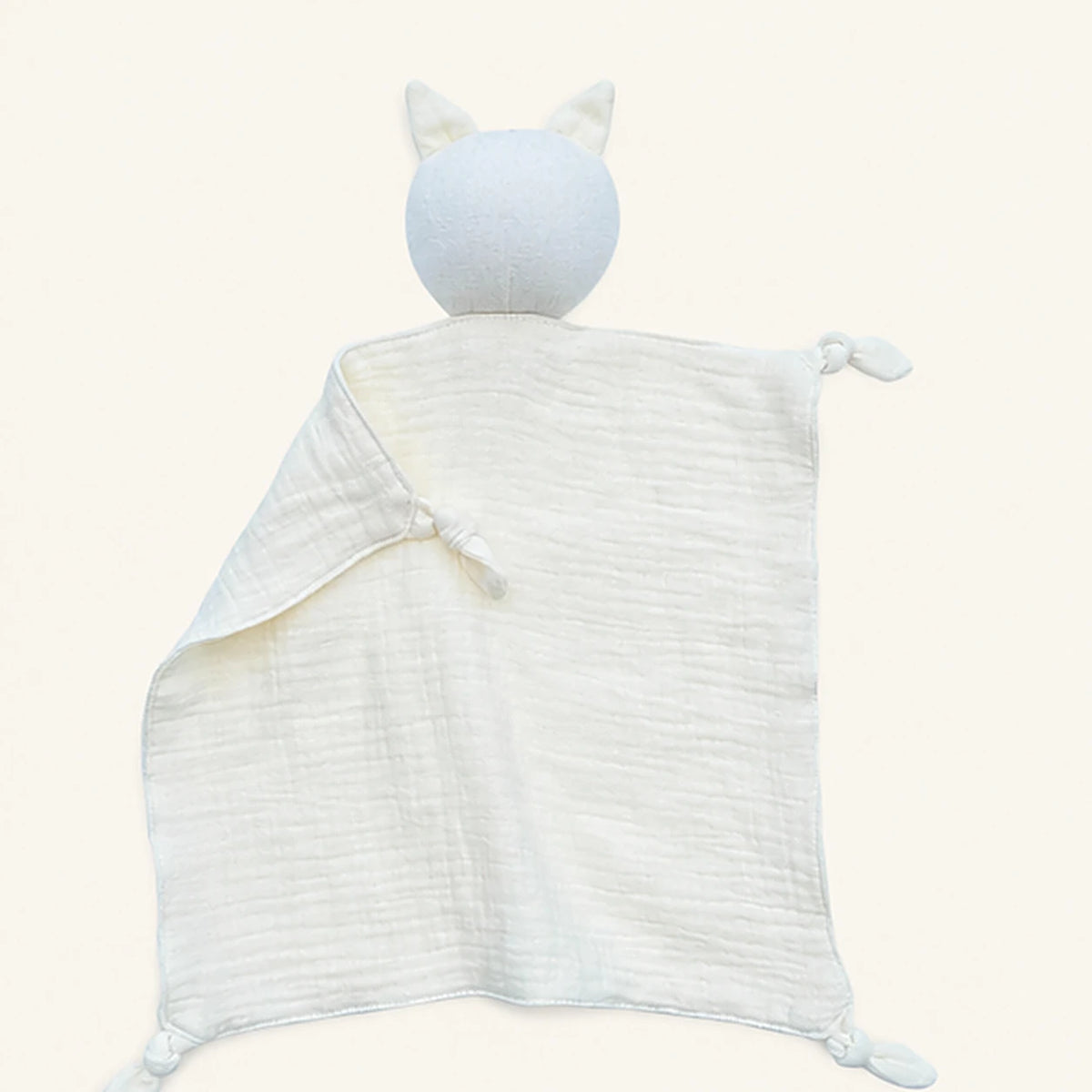 doudou plat chat mousseline blanc casse de dos
