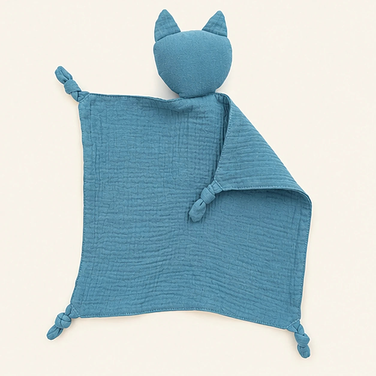 Doudou plat chat mousseline coton bleu encre - dos