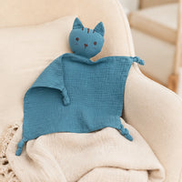 Doudou plat chat mousseline coton bleu encre - situation