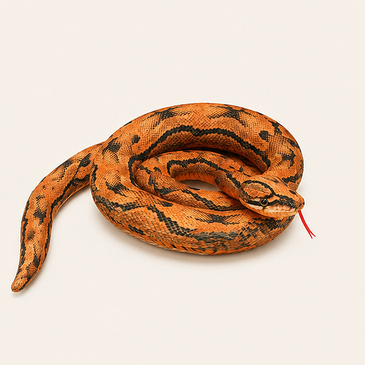 Peluche serpent python brune 200 cm - face