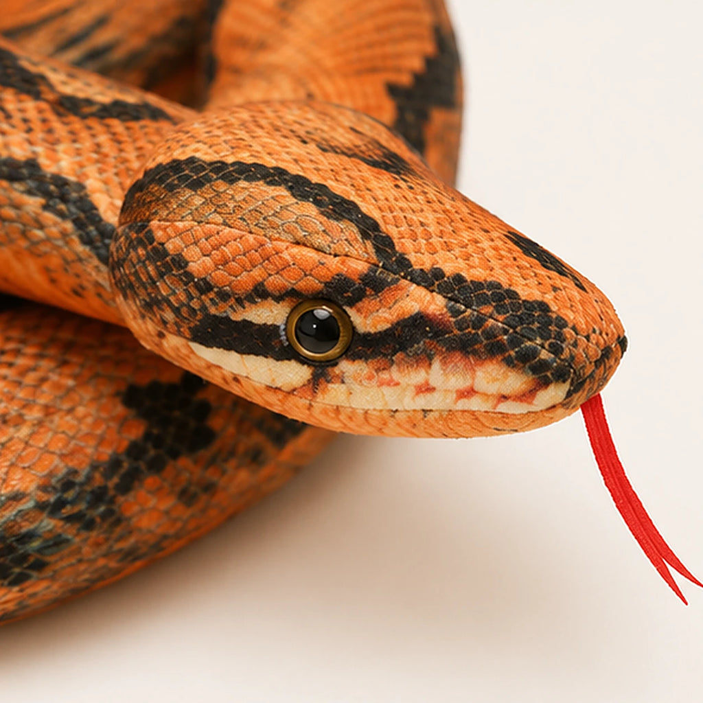 Peluche serpent python brune 200 cm - detail