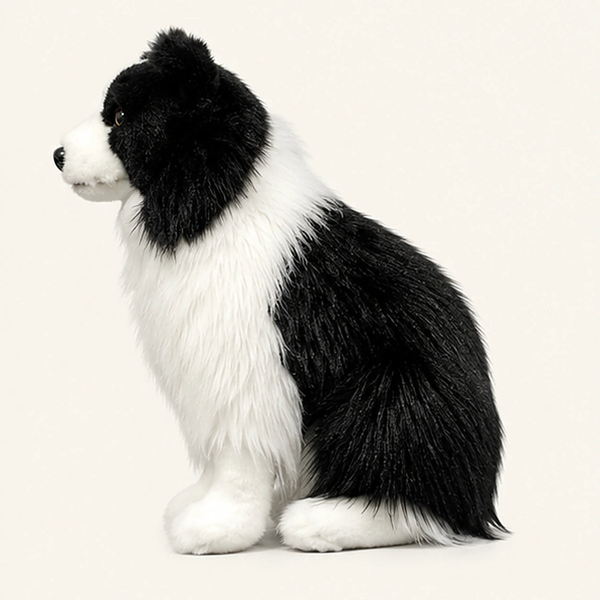 Peluche border collie noir et blanc realiste - dos