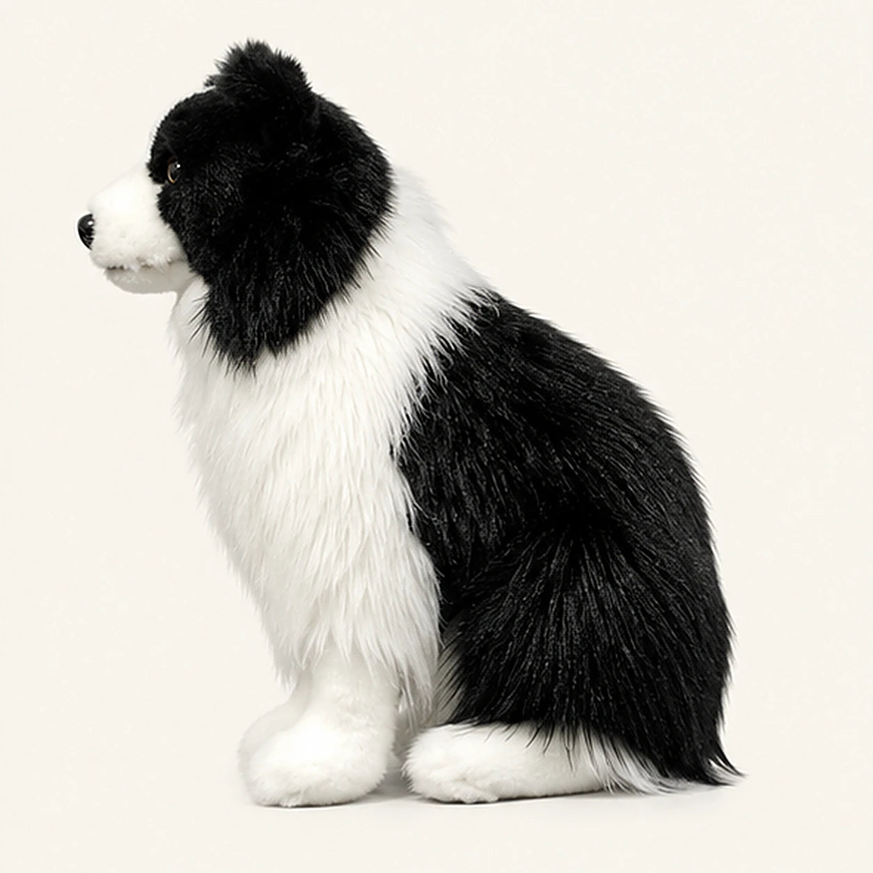 Peluche border collie noir et blanc realiste - dos