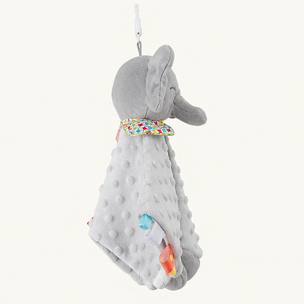 Doudou plat elephant gris anneau de dentition - dos