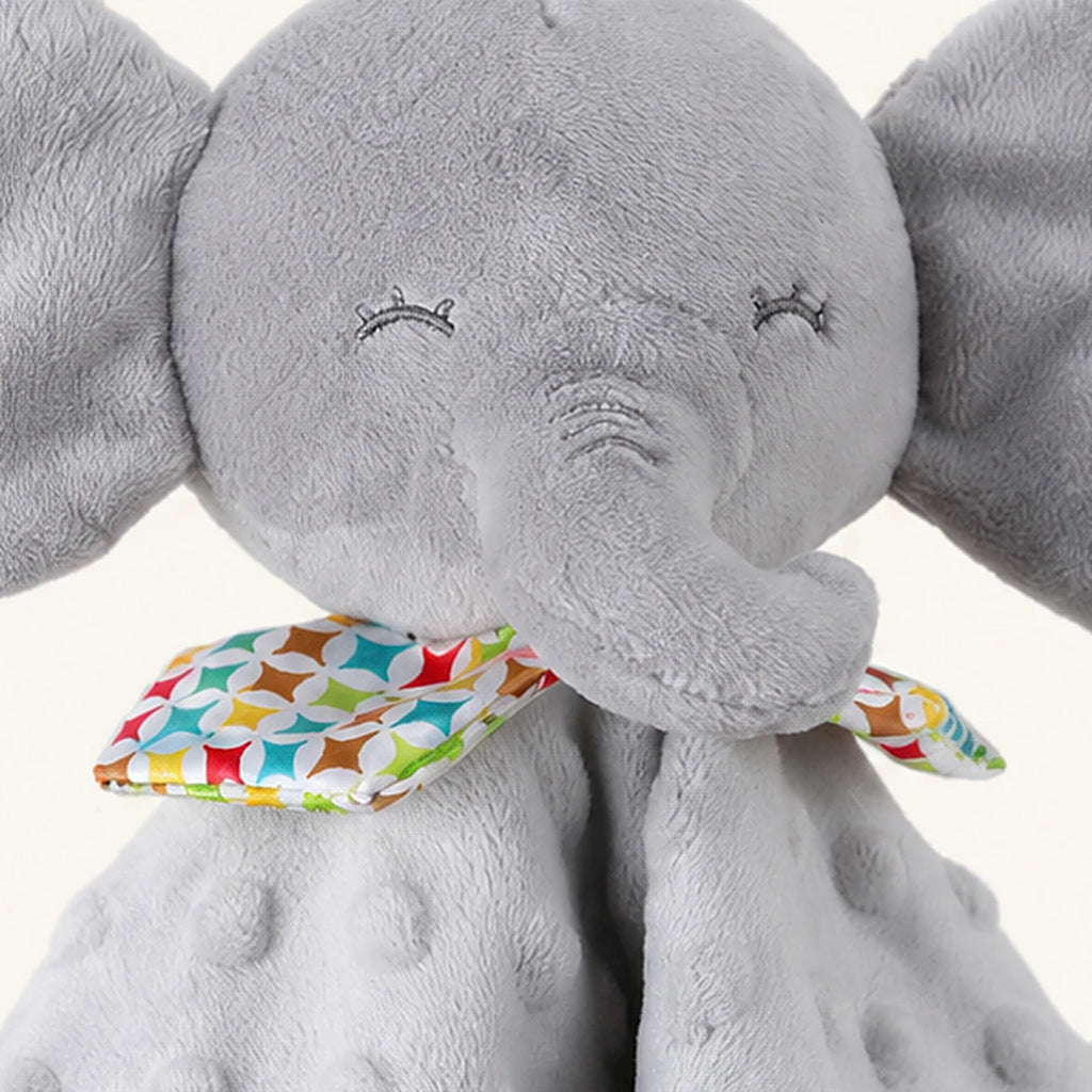 Doudou plat elephant gris anneau de dentition - detail