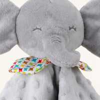 Doudou plat elephant gris anneau de dentition - detail