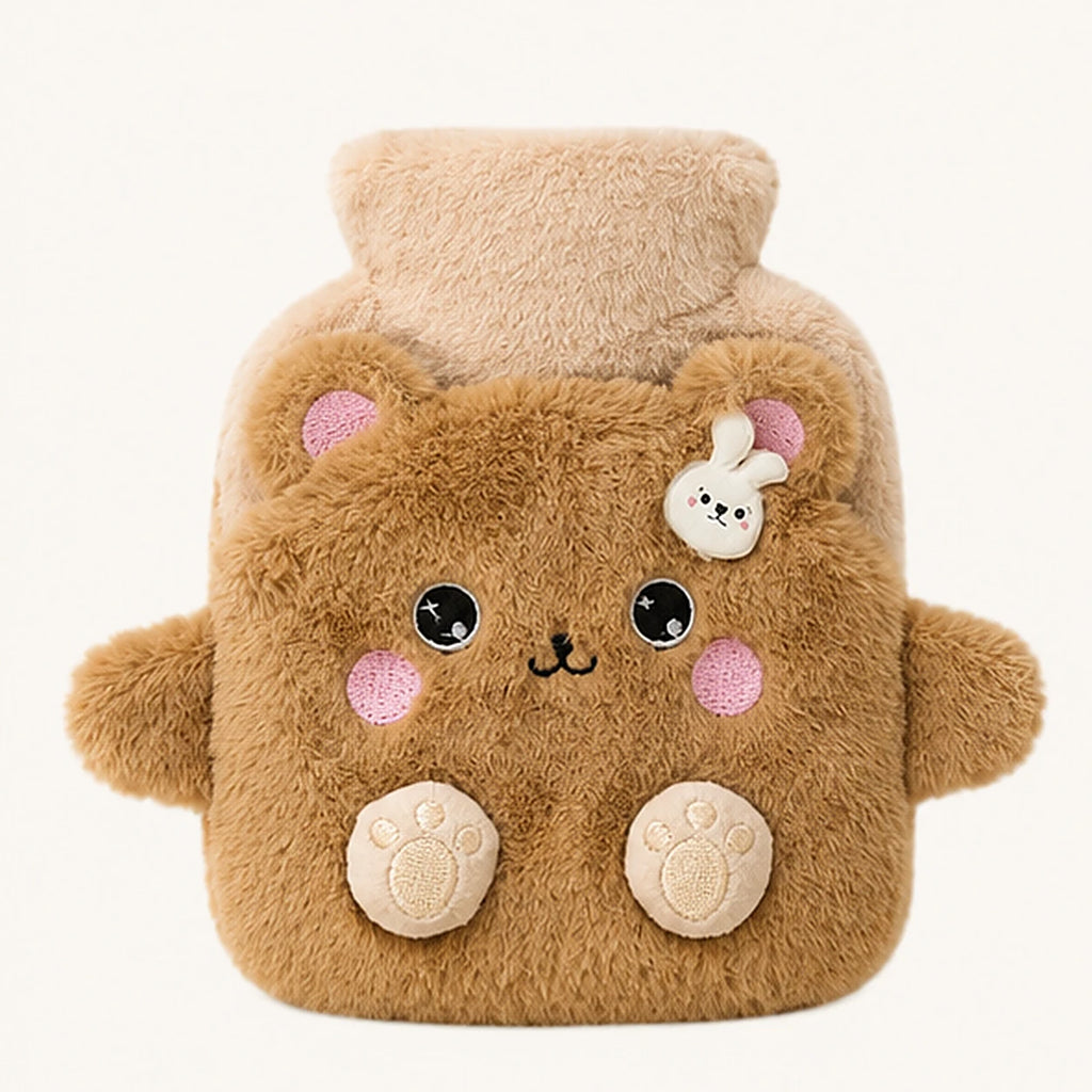 Bouillotte peluche lapin brun 400 ml - vue de face