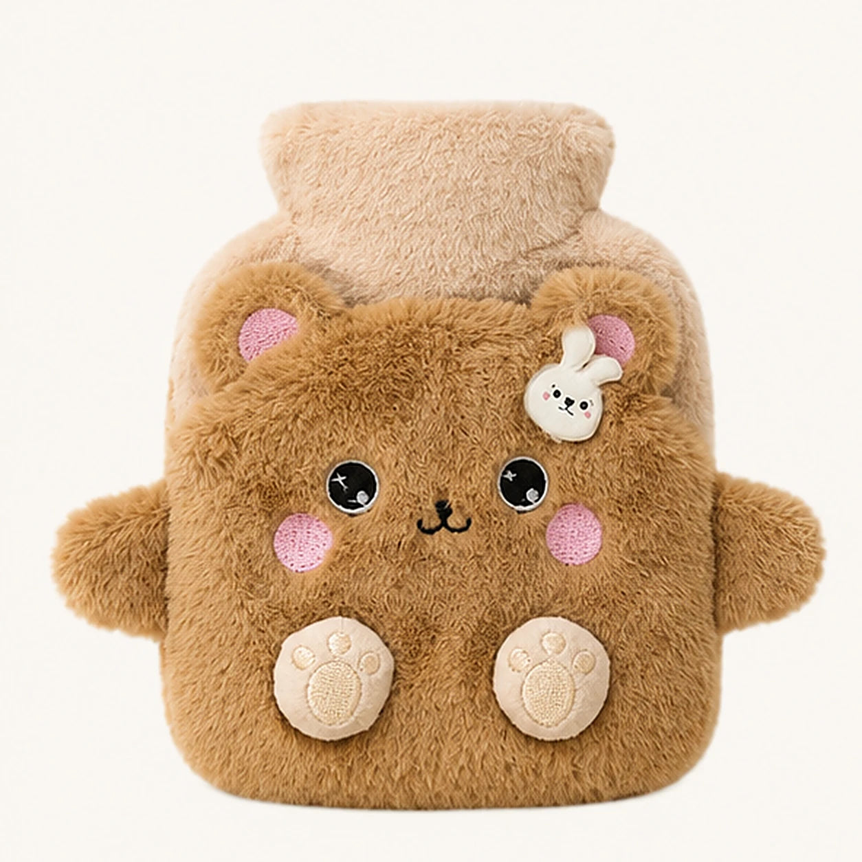 Bouillotte peluche lapin brun 400 ml - vue de face